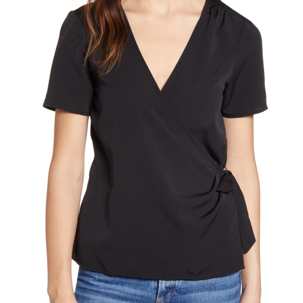 Bobeau black Gwyneth Wrap Top